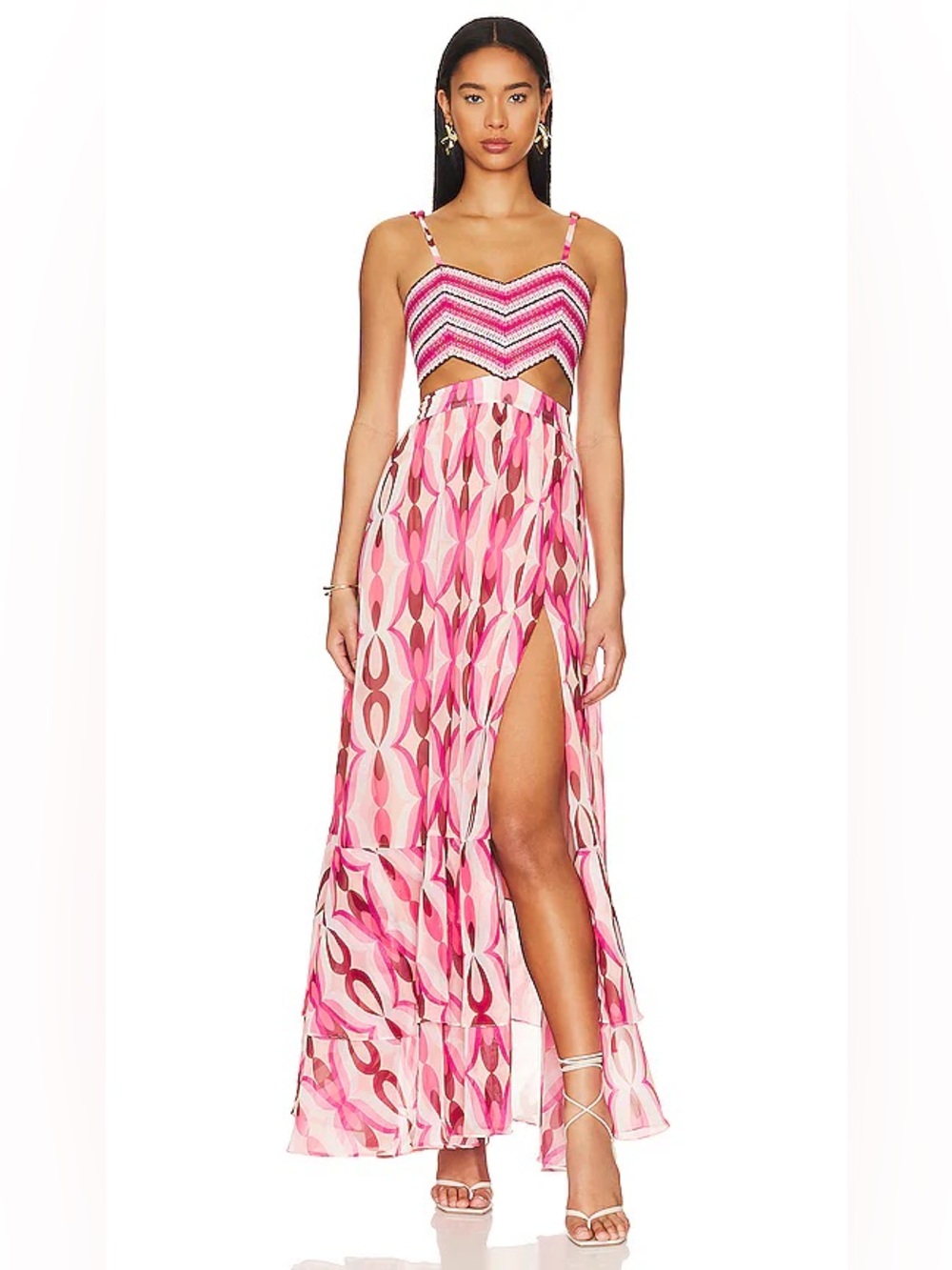 PatBO Twist Crochet Maxi Dress in Fuschia